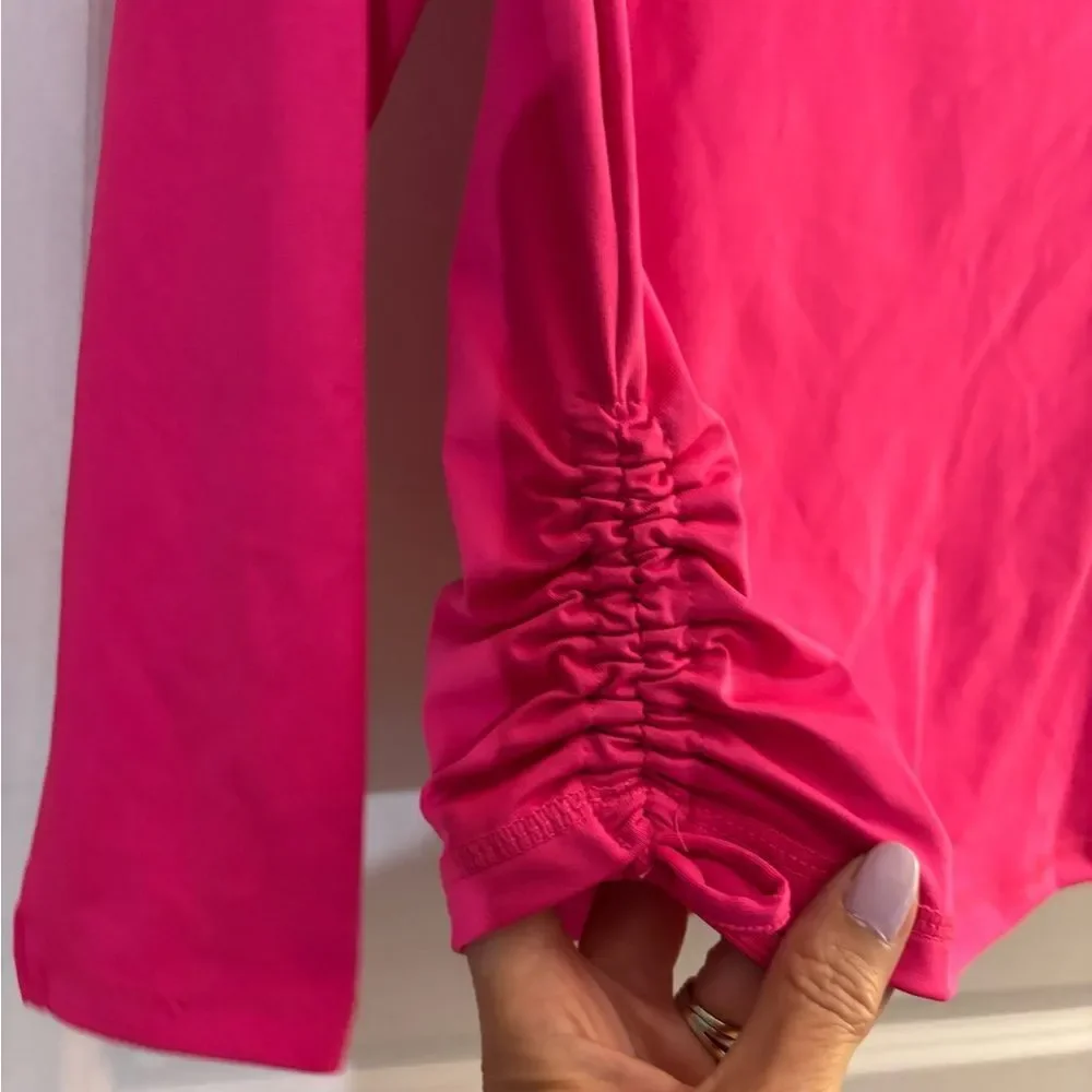 Girls Wonder Nation Hot Pink rash guard  Swim Top UPF 50 sz L 10/12